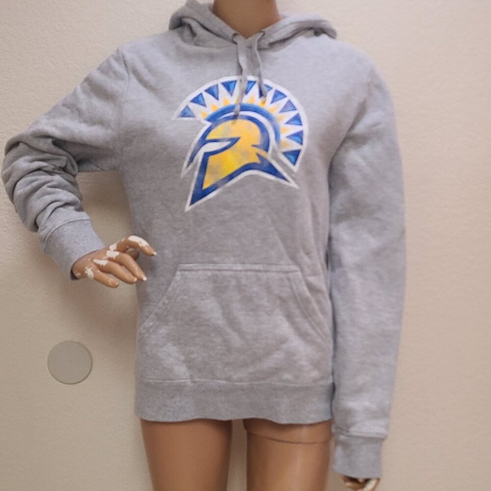 SAN JOSE STATE SPARTANS LOGO HOODIE SWEATSHIRT PULLOVER STRETCH KNIT sz S